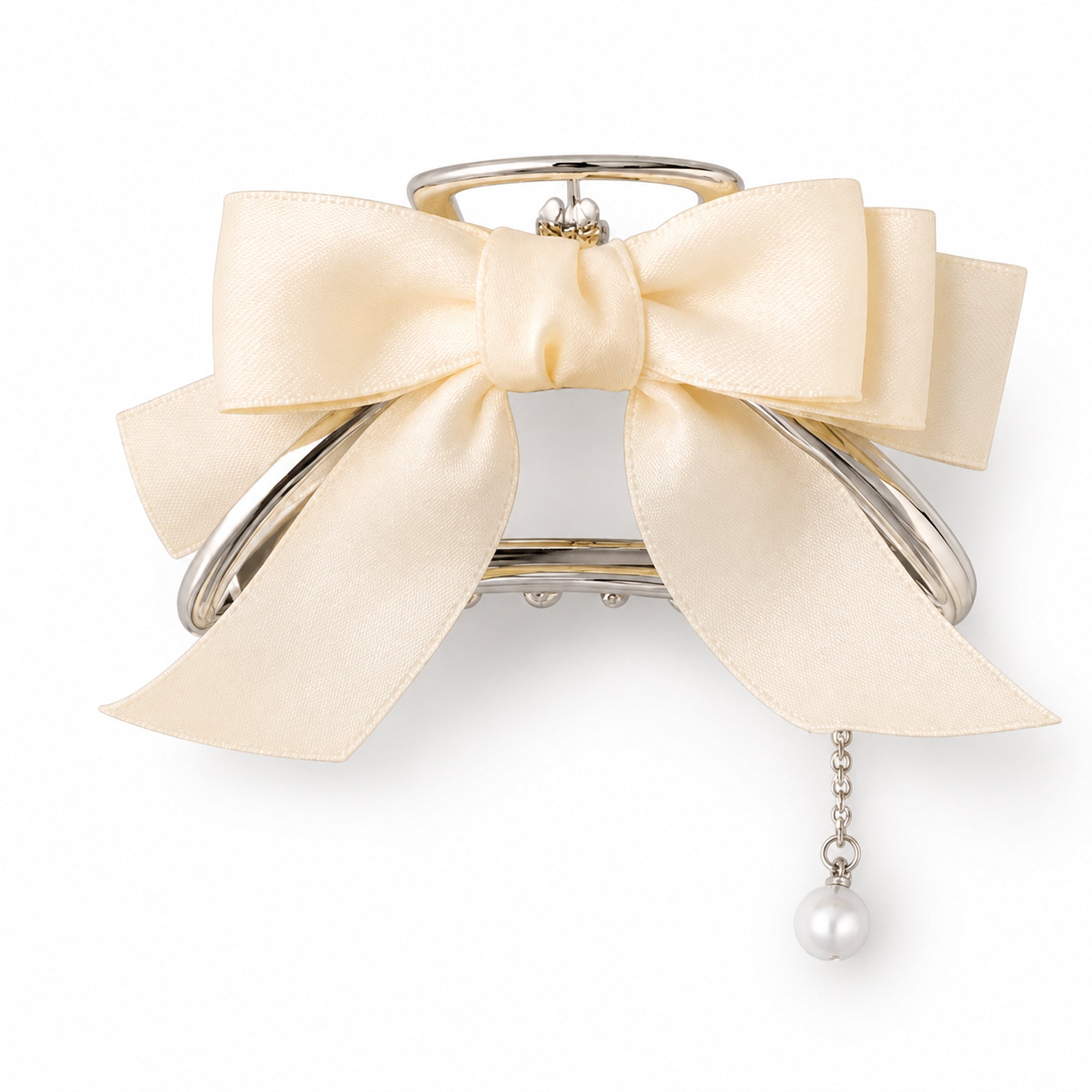 Ribbon Clawclips with Butterfly Tassels white