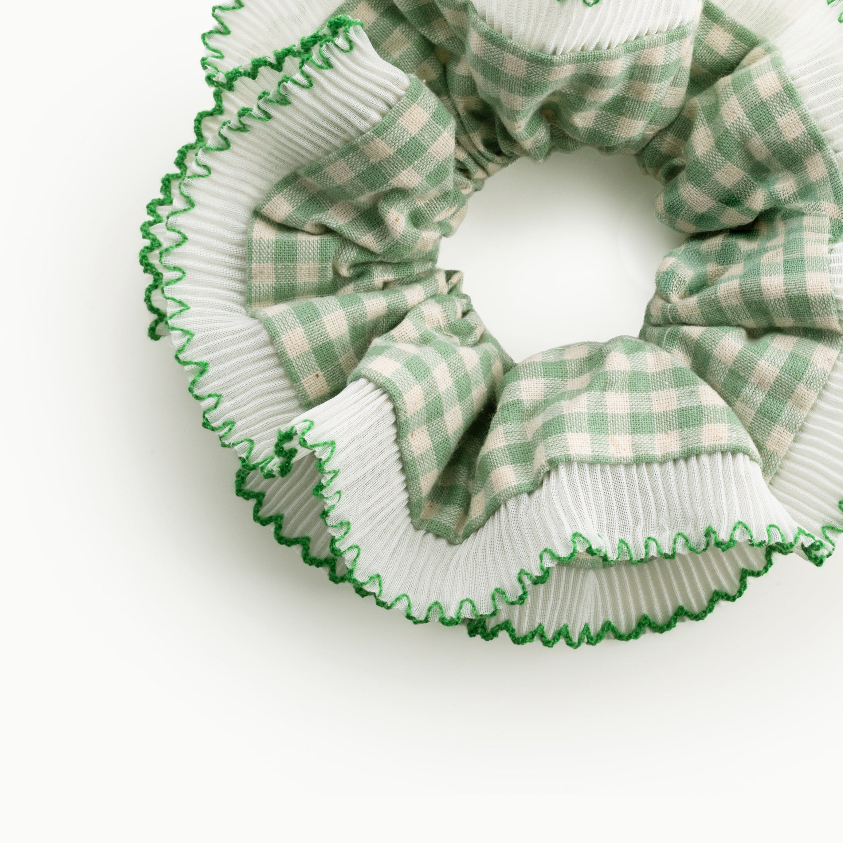 Green Gingham Scrunchie