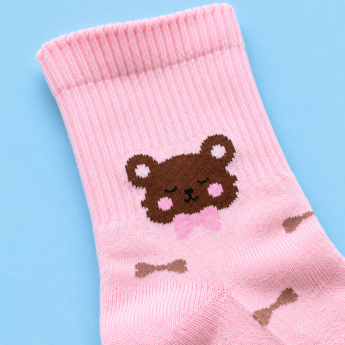 Bow Bear Crew Socks - Yellow