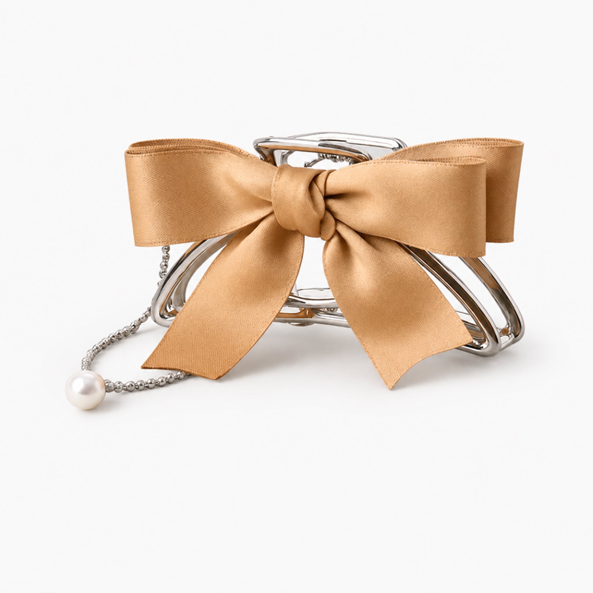 Ribbon Clawclips with Butterfly Tassels Brown