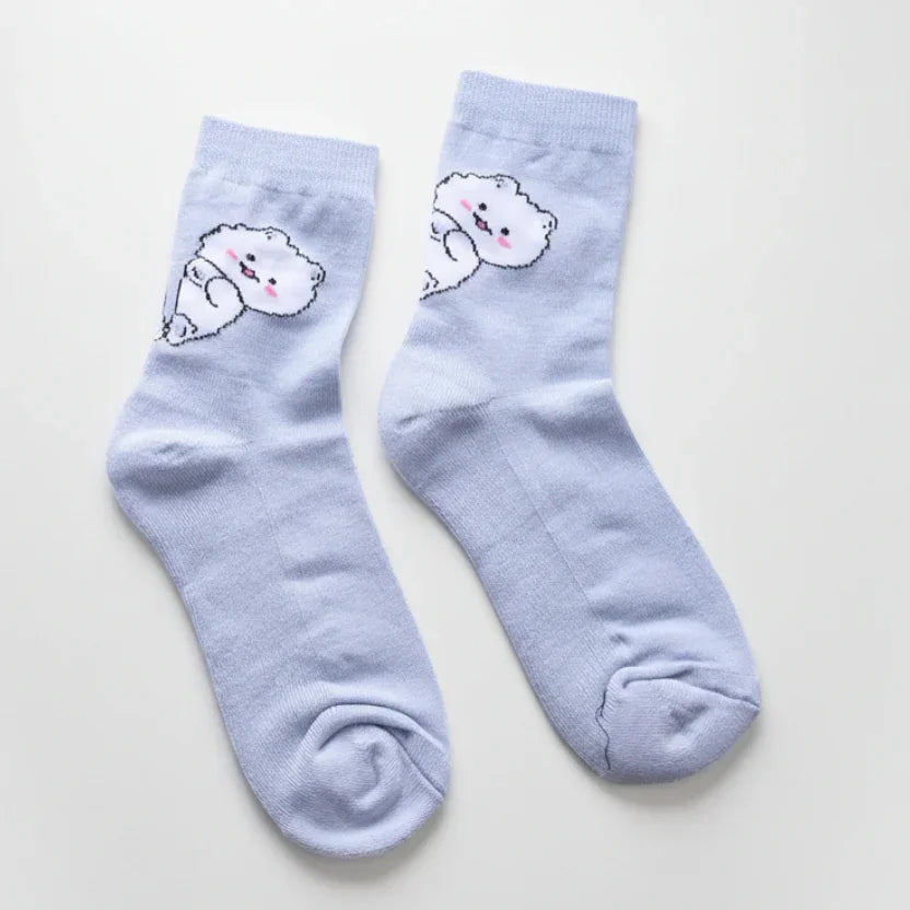 Fluffy Kitten Blue Socks