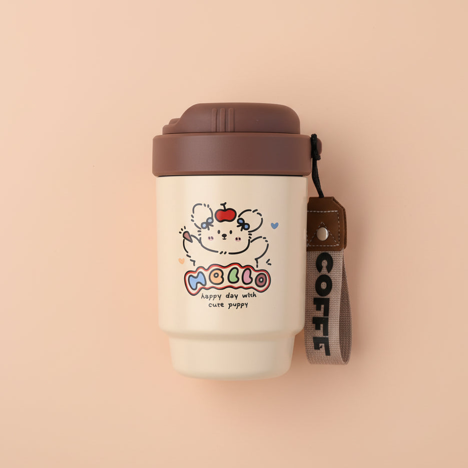 Red Apple Dog Stainless Steel Tumbler (brown, small)