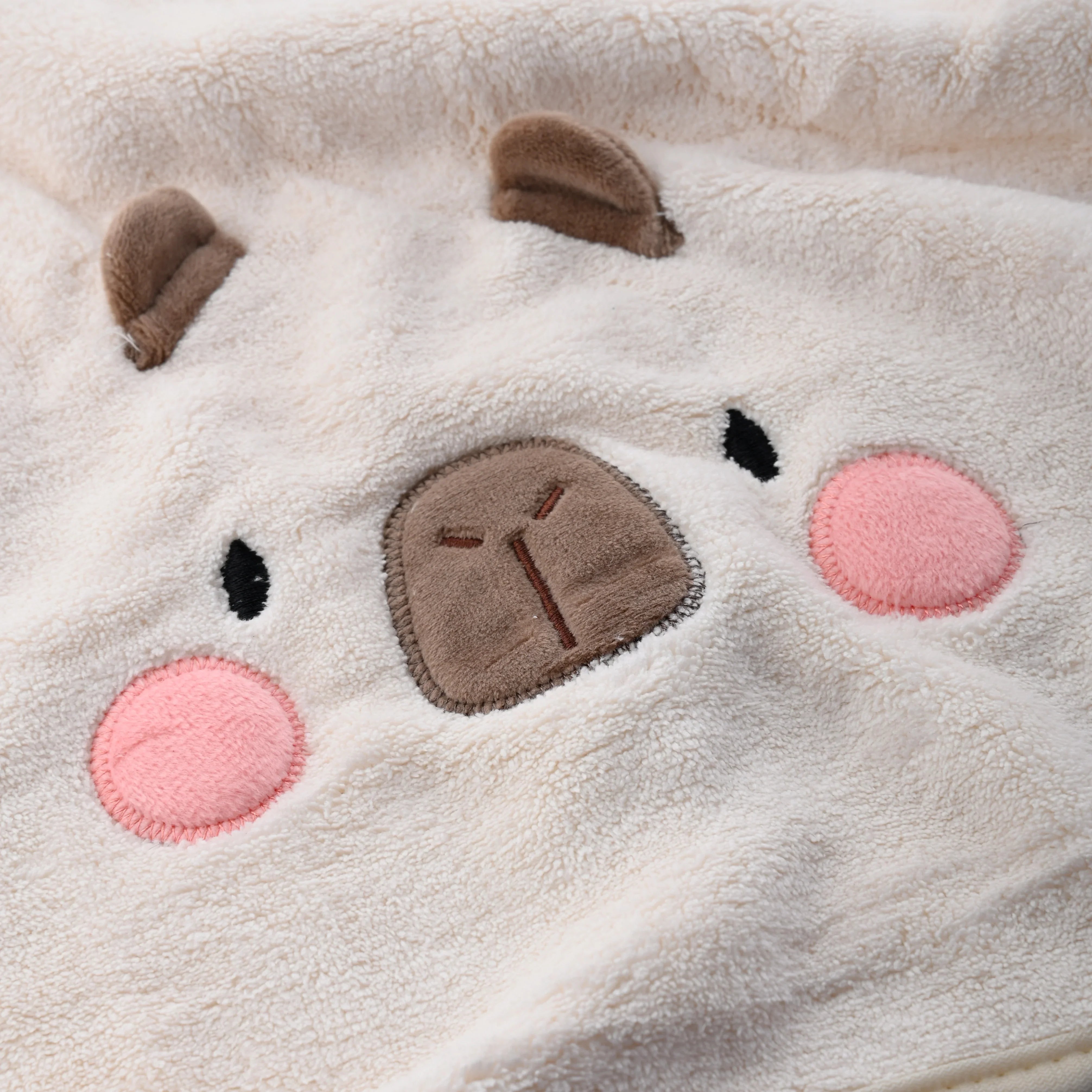 Cozy Bear Hand Towel White