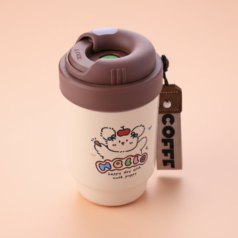 Red Apple Dog Stainless Steel Tumbler (brown, small)