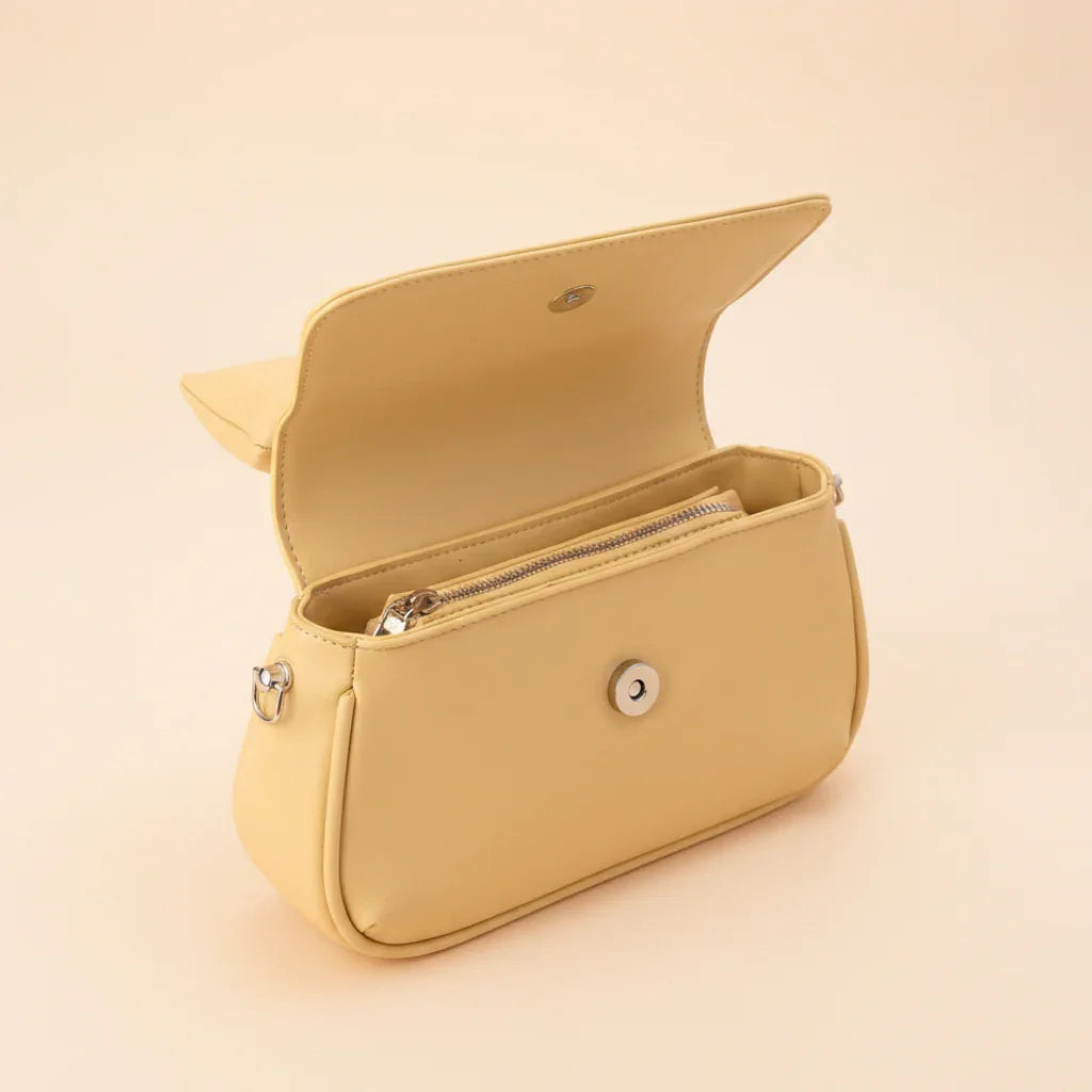 Puffed Bow Top Sling Bag - Yellow