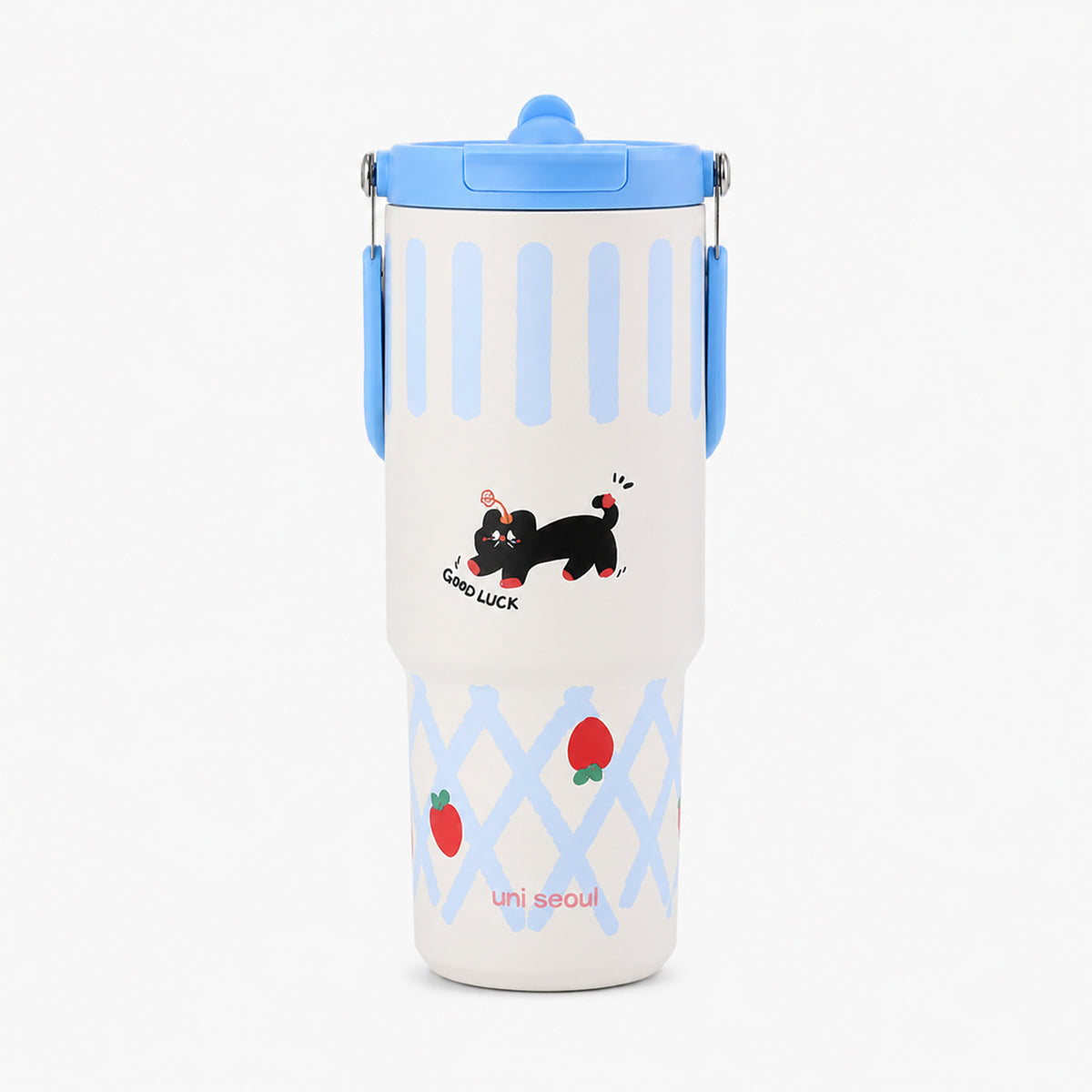 Goodluck Cat Steel Tumbler - Blue