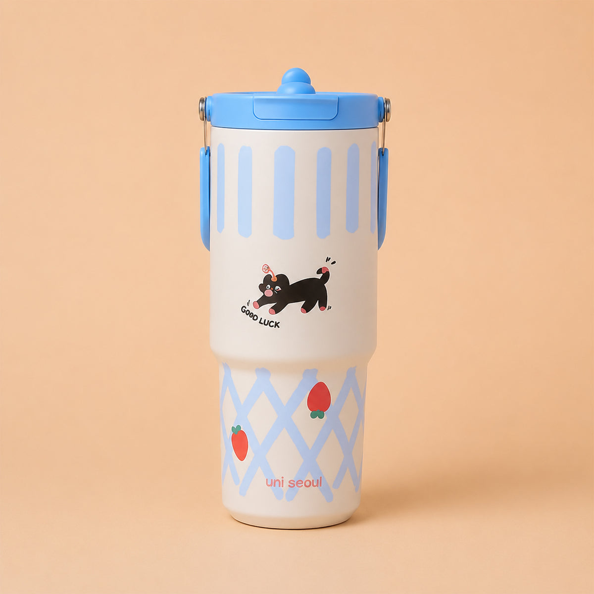 Goodluck Cat Steel Tumbler - Blue