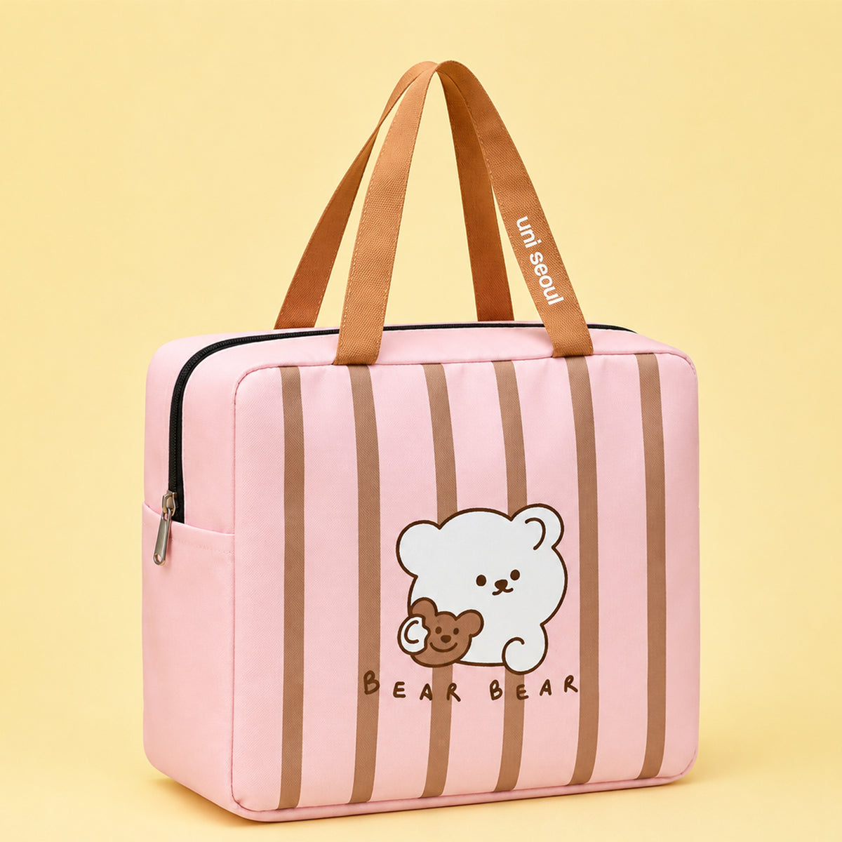Bear Insulated Picnic Bag - Pink
