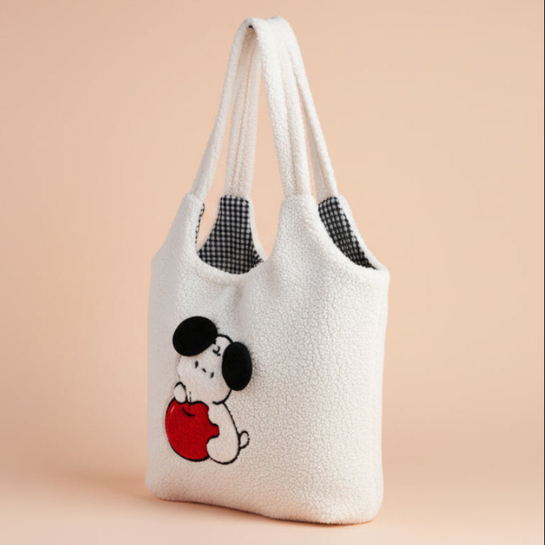 Red Apple Dog Furry Tote bag