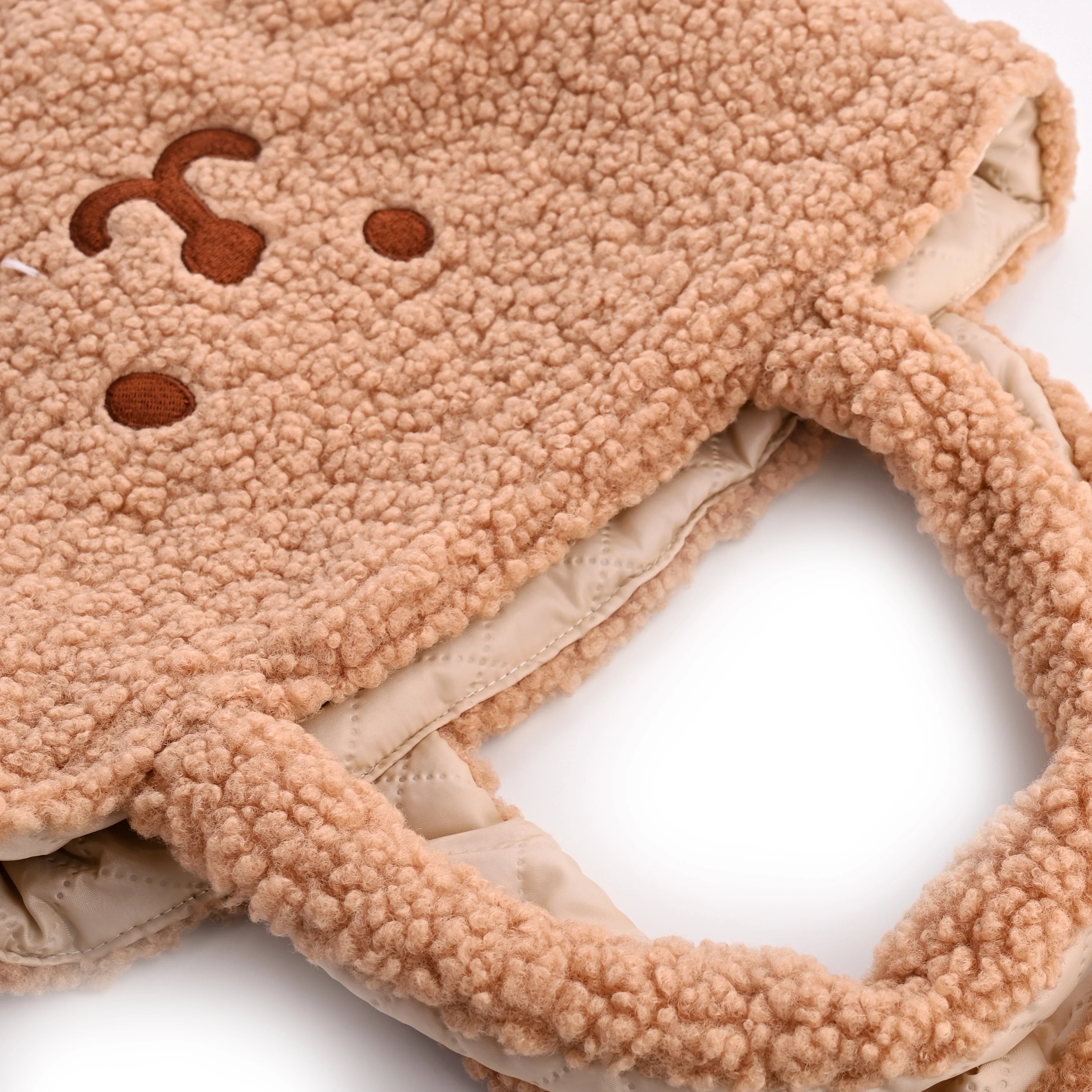 Reversible Brown Bear Furry Tote Bag