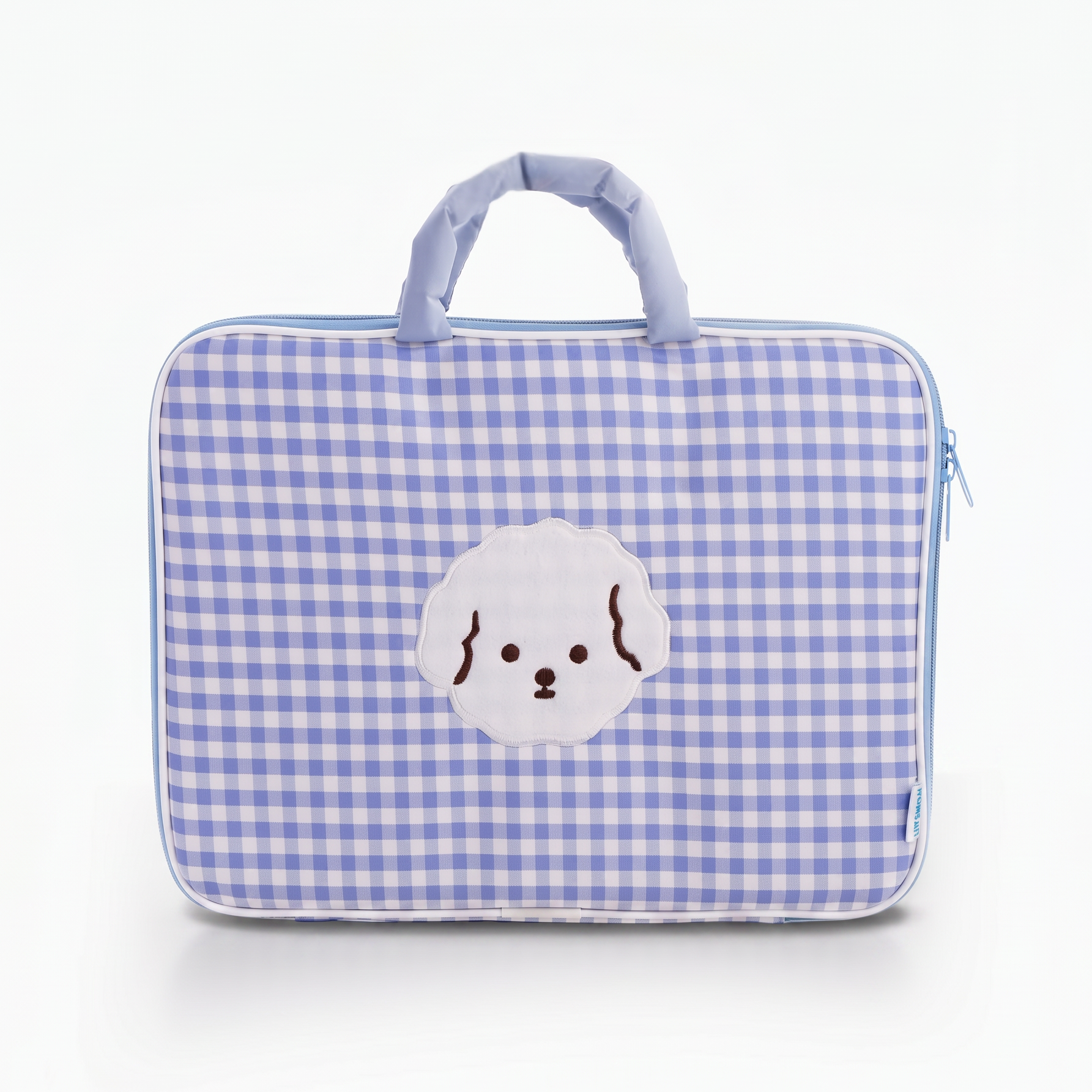 Blue Gingham Dog Laptop Bag