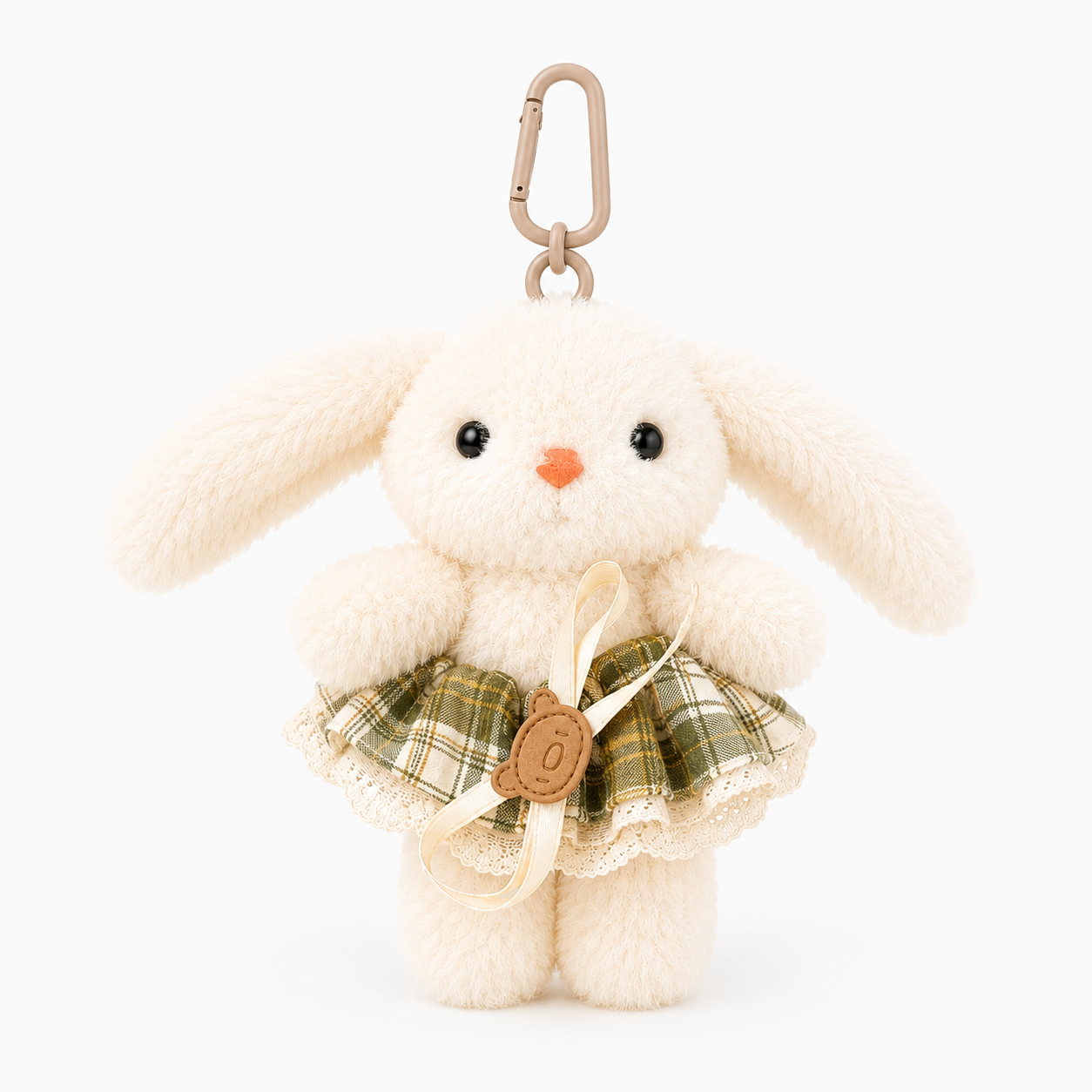 Olive Green Dress Bunny plushie keyring