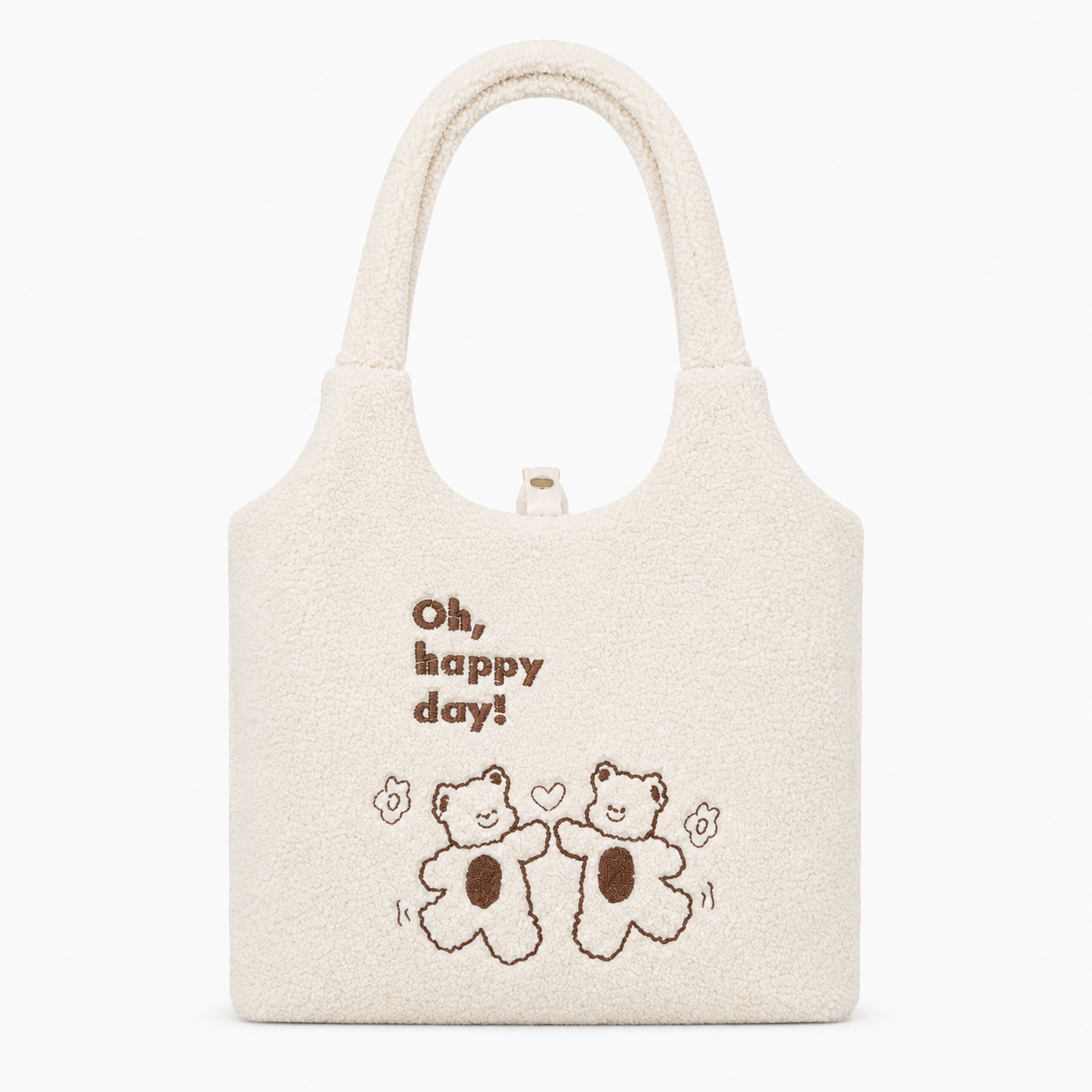 Happy Day White Furry Tote bag