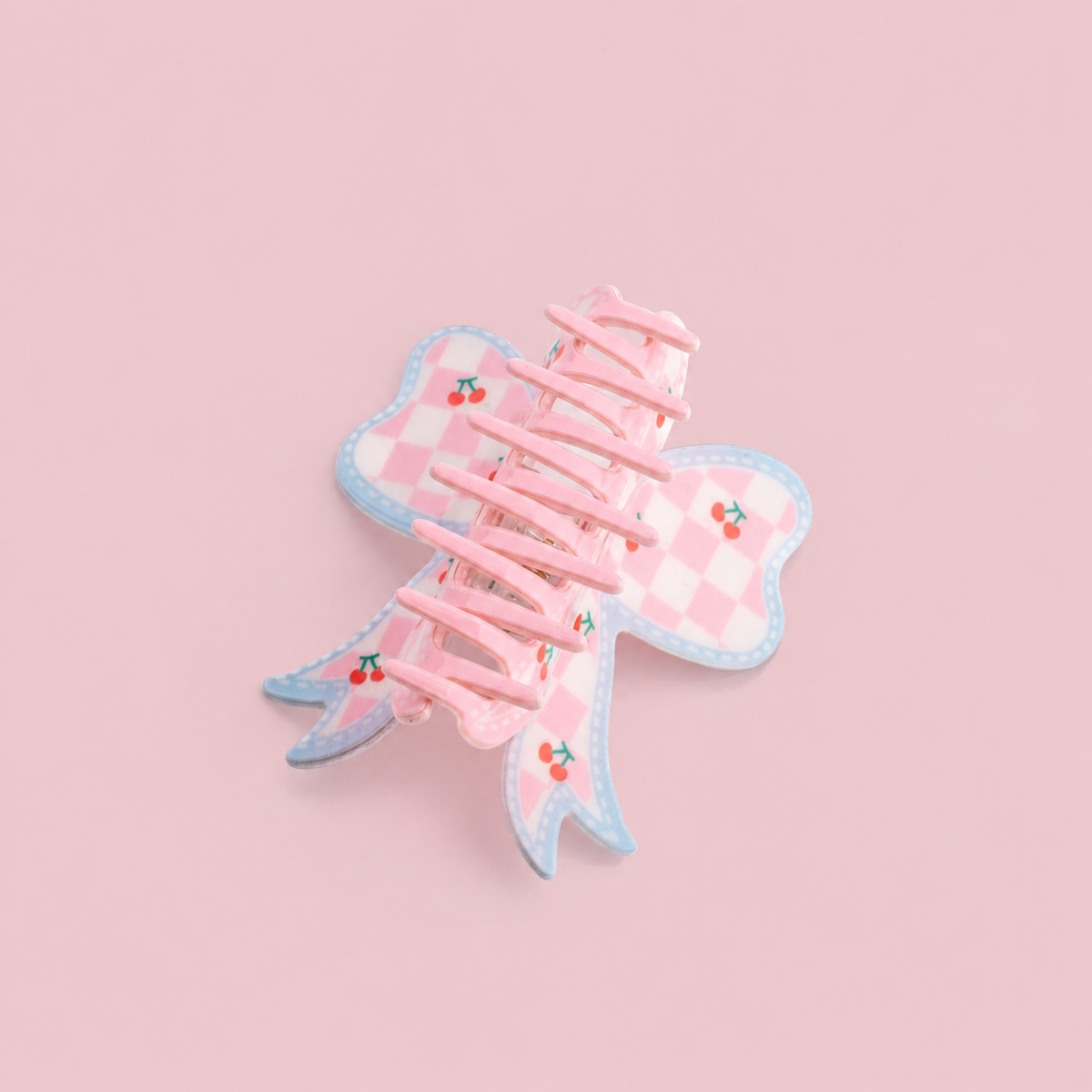 Cherry Check Claw Clip