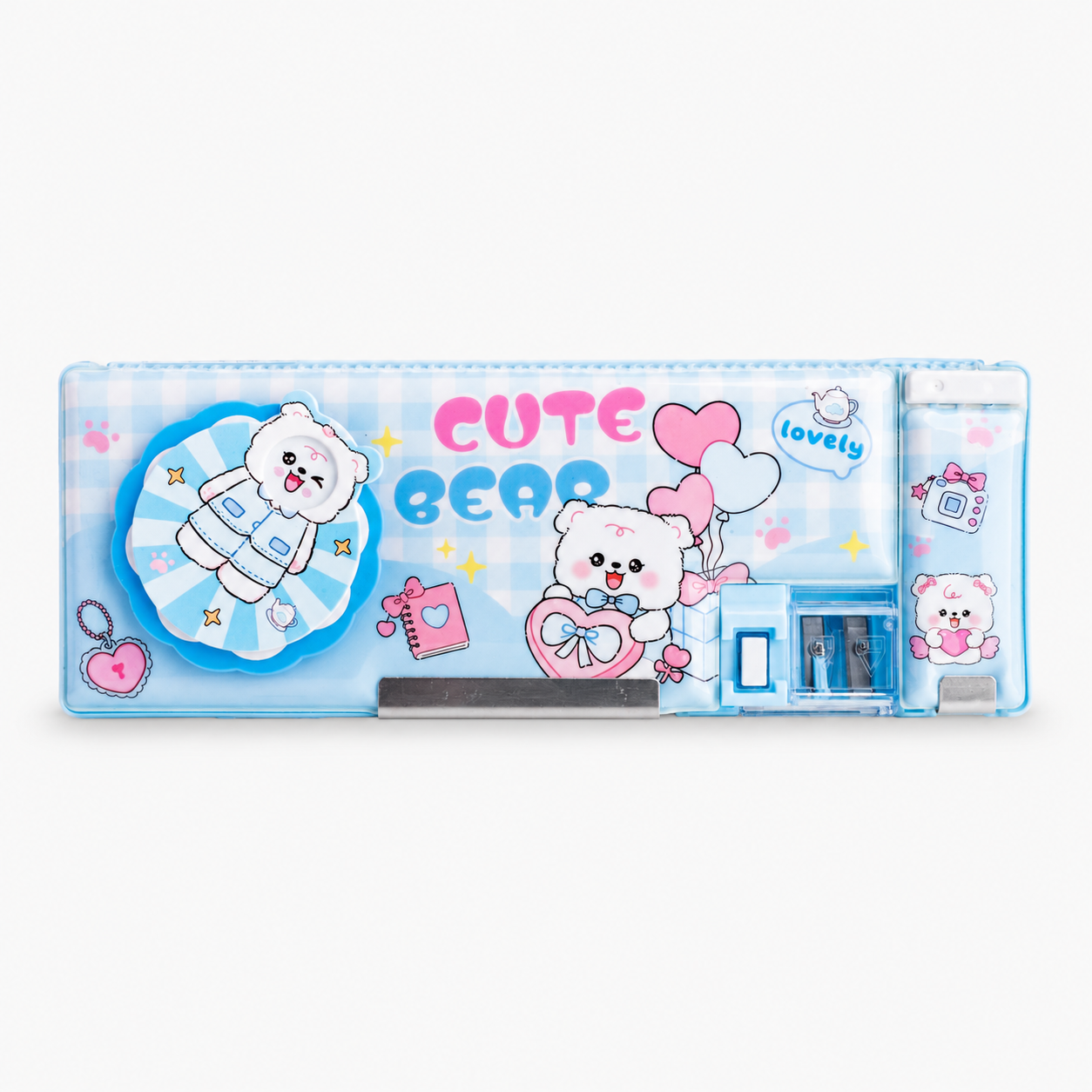 Bear Multifunctional Magnetic Pencil Cases - Blue