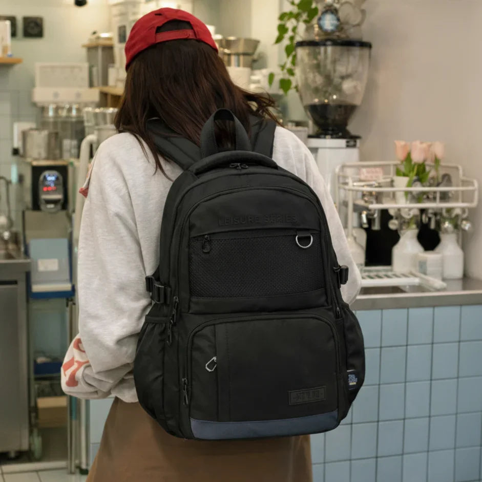 K-Style Large Capacity Waterproof Backpack - Black