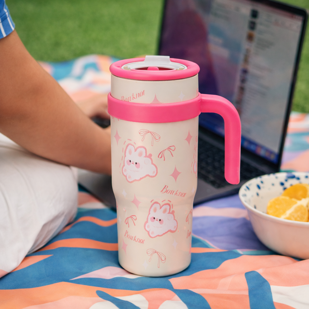 Pink Bunny Stainless Steel Tumbler