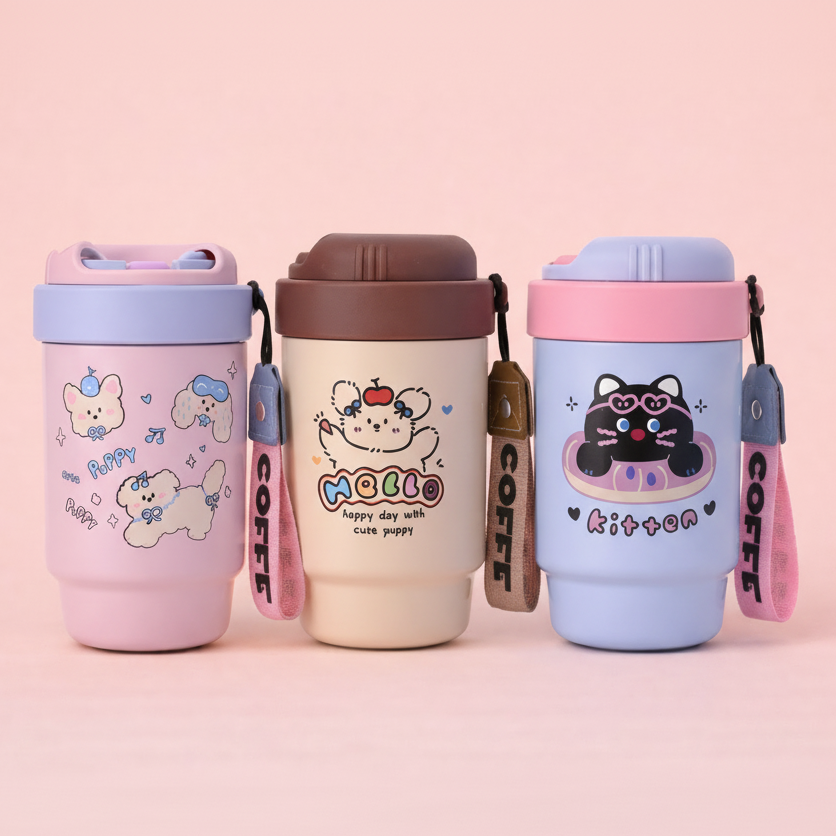 Red Apple Dog Stainless Steel Tumbler (brown, small)