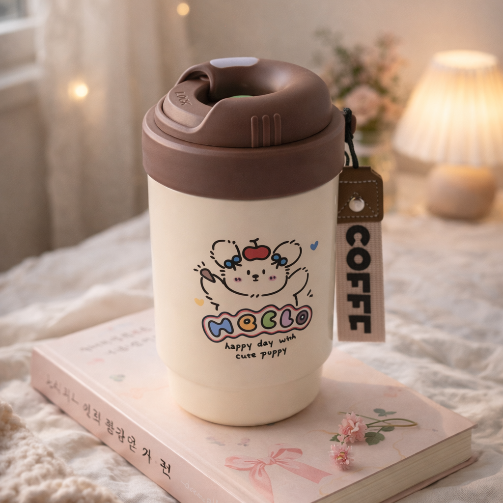 Red Apple Dog Stainless Steel Tumbler (brown, small)