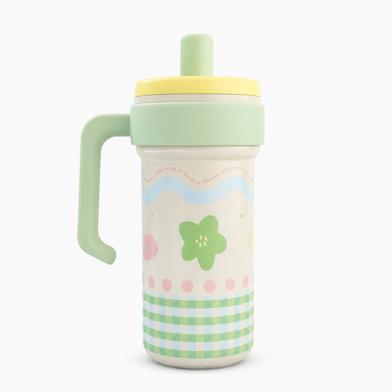 Green Gingham Stainless Steel Tumbler