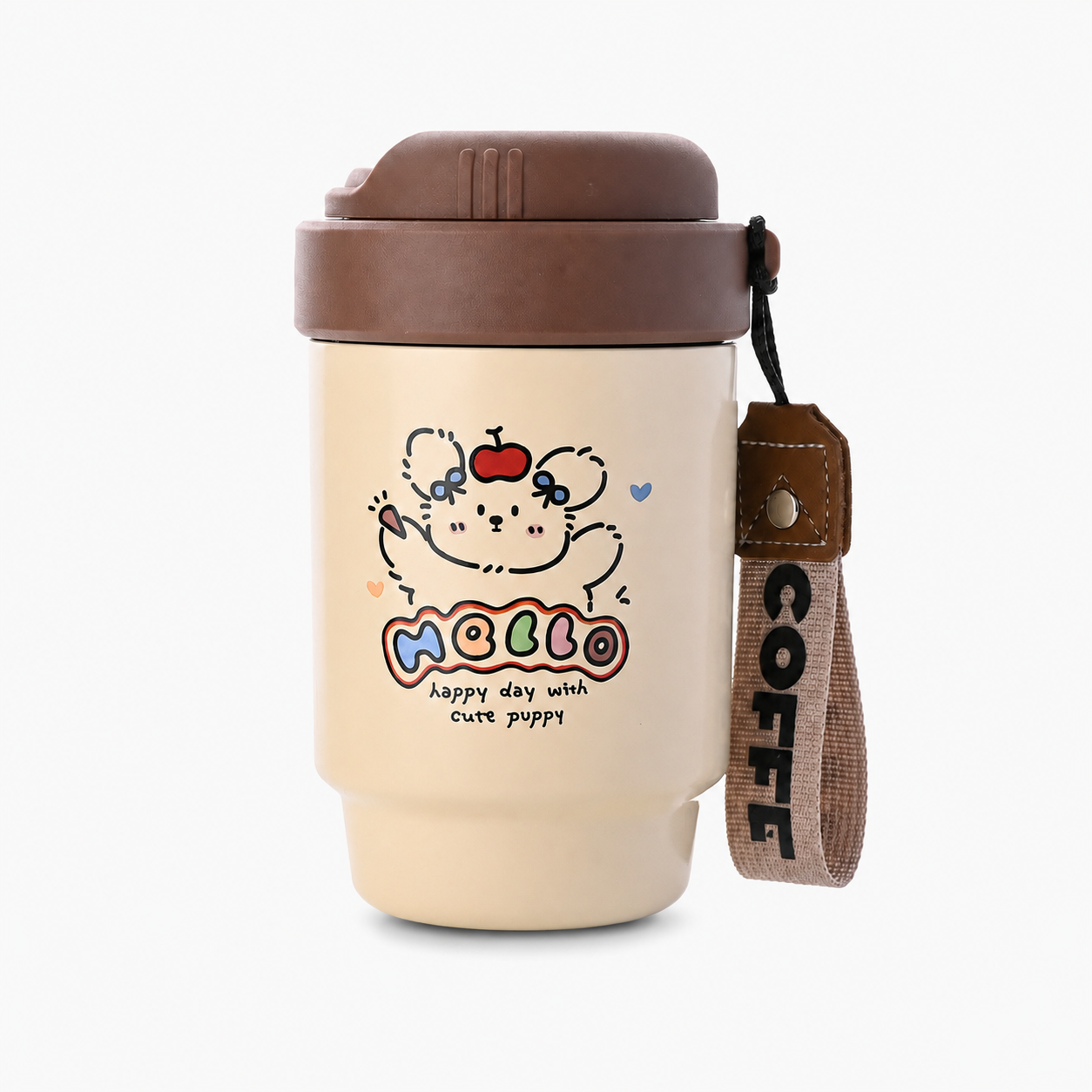 Red Apple Dog Stainless Steel Tumbler (brown, small)