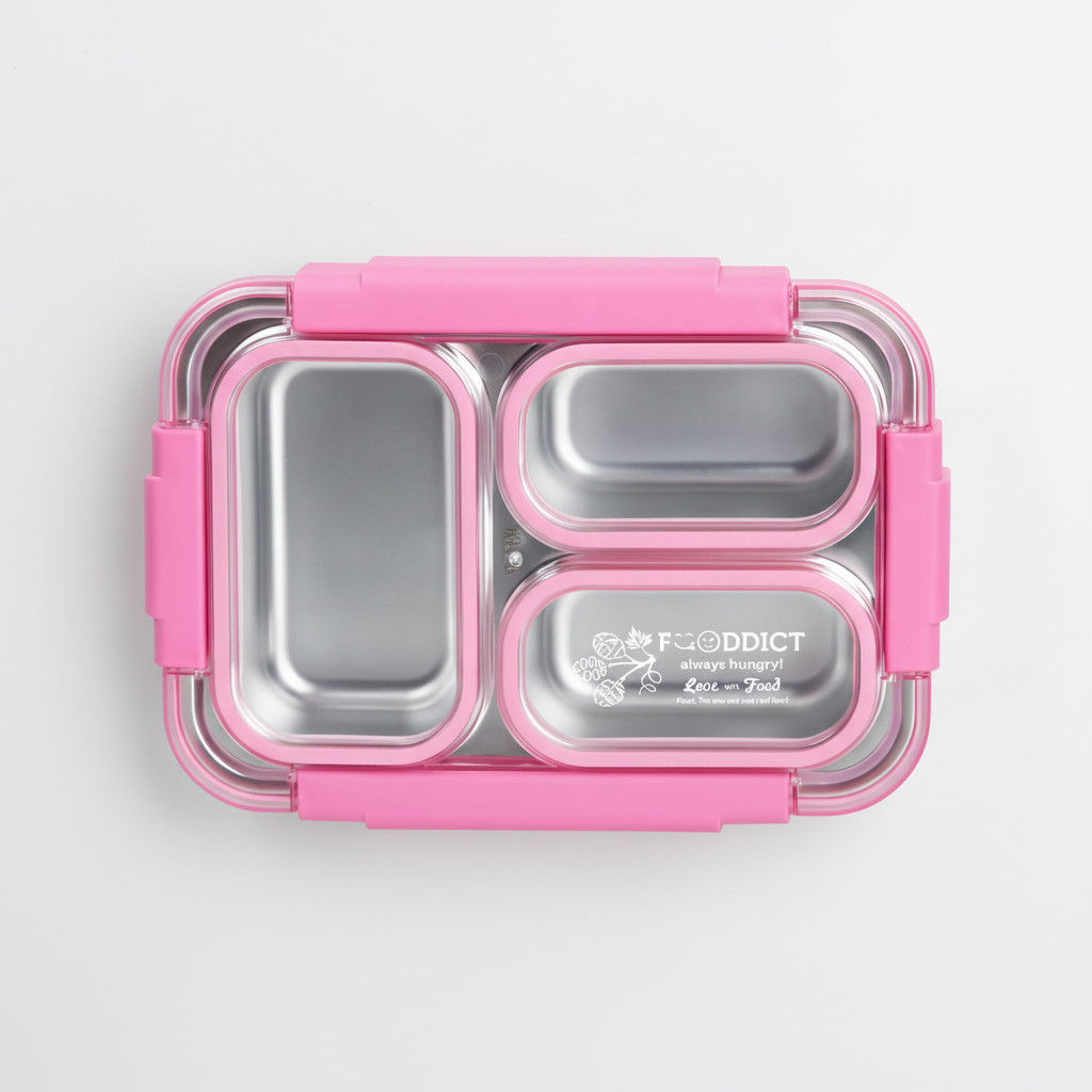 Korean Bento Box 3 Grid – Pink