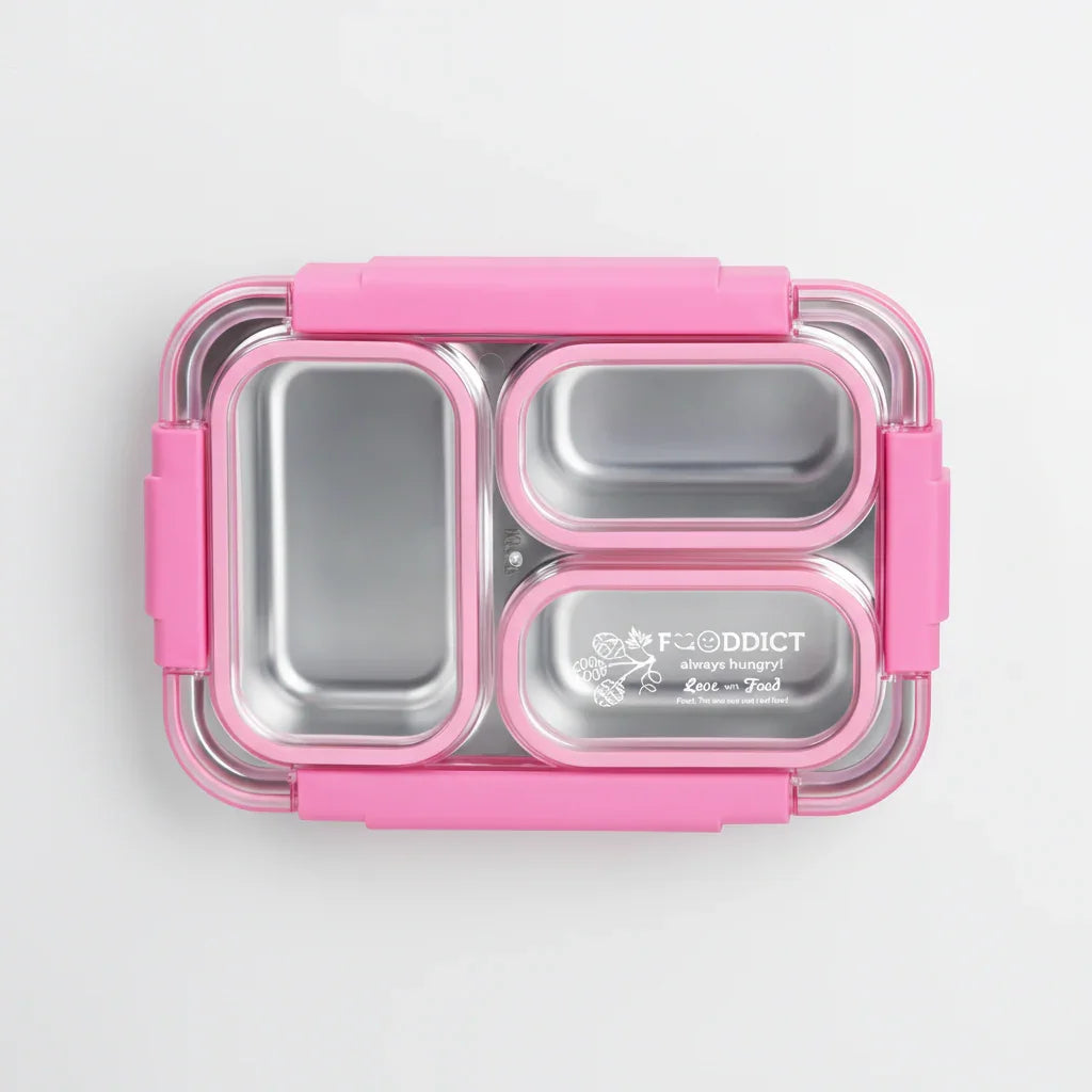 Korean Bento Box 3 Grid – Pink