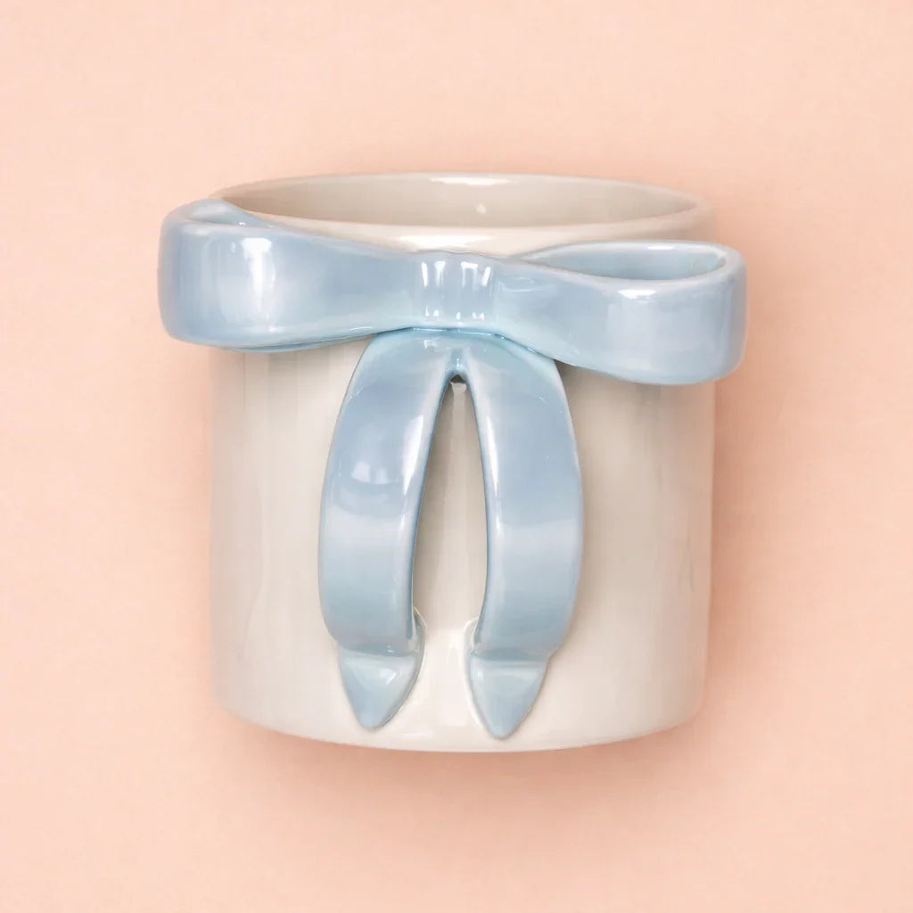 Glossy Bow Ceramic Mug Blue