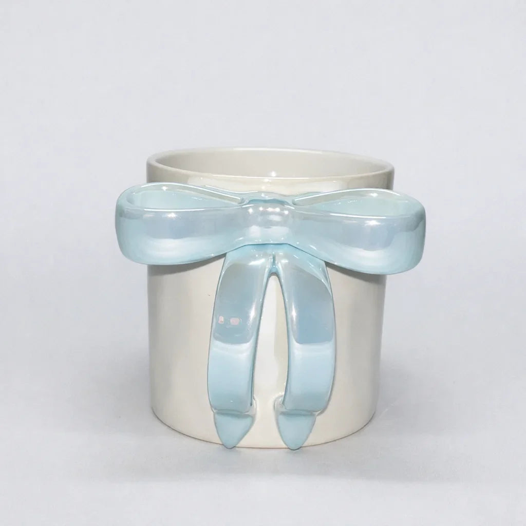 Glossy Bow Ceramic Mug Blue