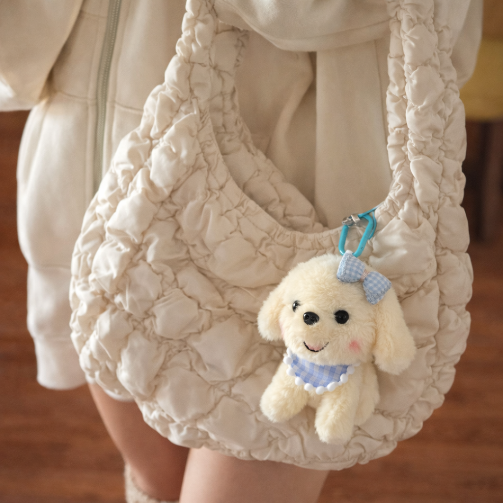 Cloud Puff Plushie Keyring - Blue