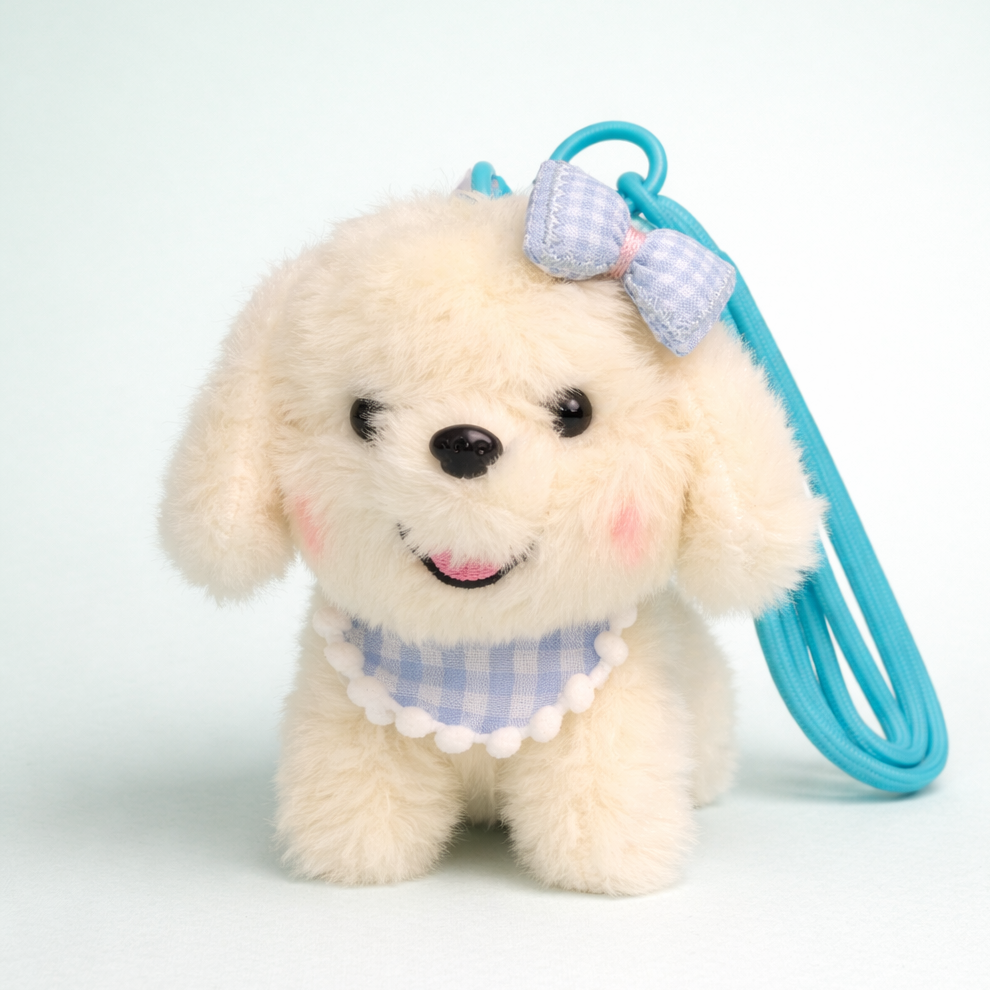 Cloud Puff Plushie Keyring - Blue