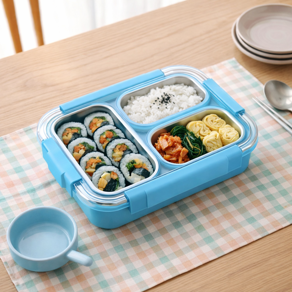 Korean Bento Box 3 Grid - Blue