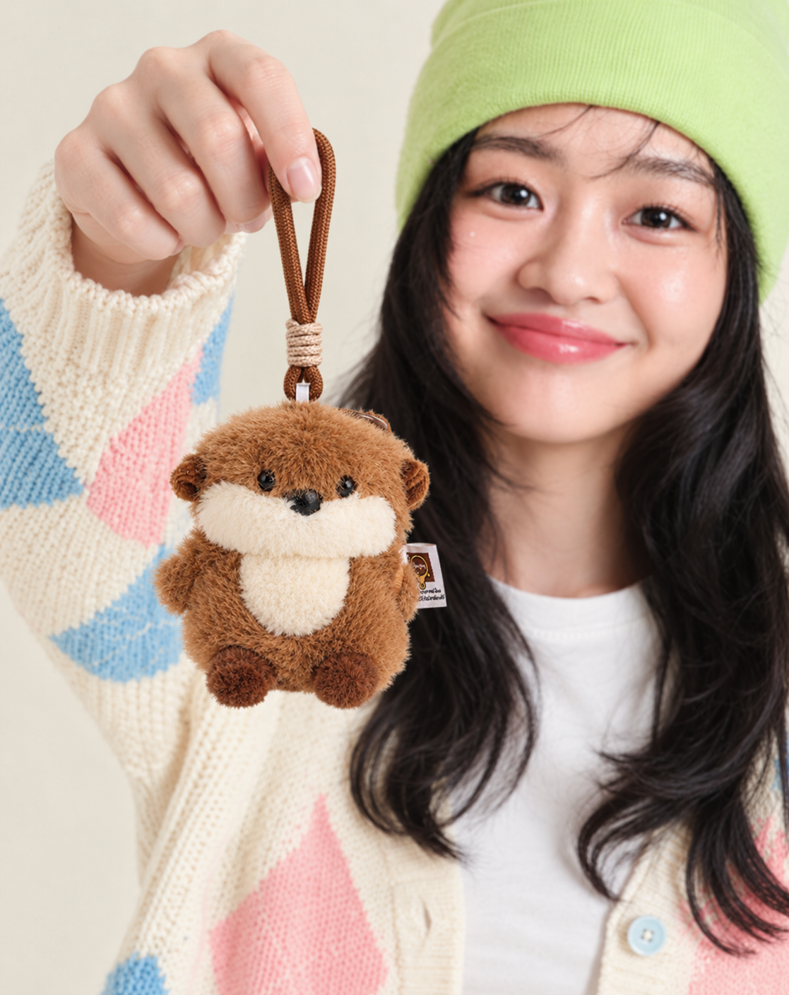 Misu otter Plushie Keyring- Brown