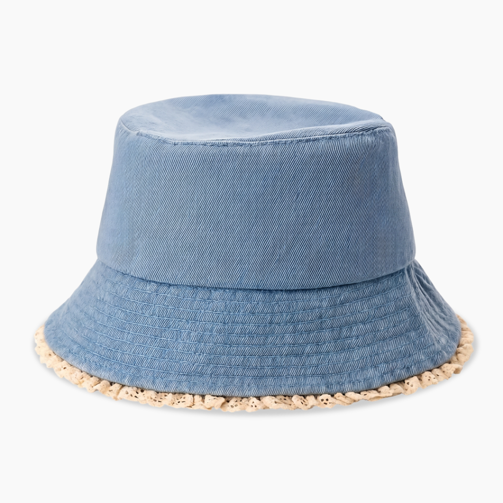 White Frills Plain Bucket Hat