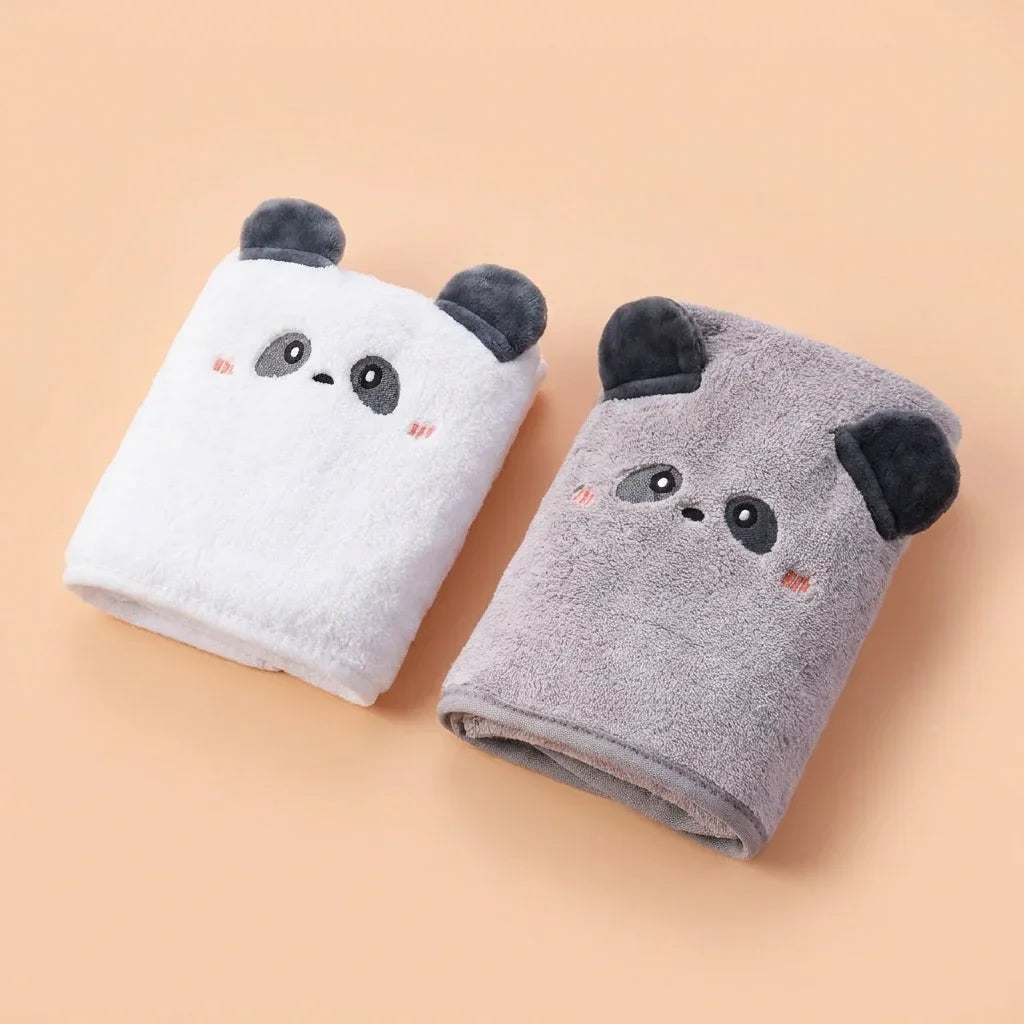 Panda Pals Hand Towel Grey