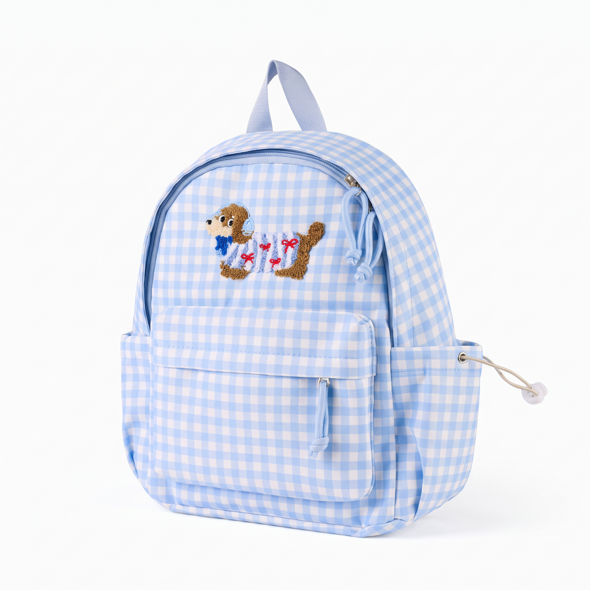 Checkered Puppy Backpack - Blue