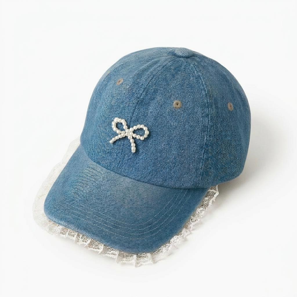 Frill Bow denim Baseball Cap