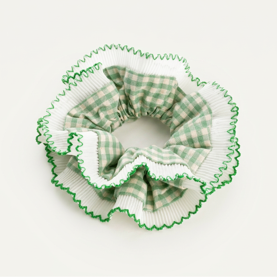 Green Gingham Scrunchie