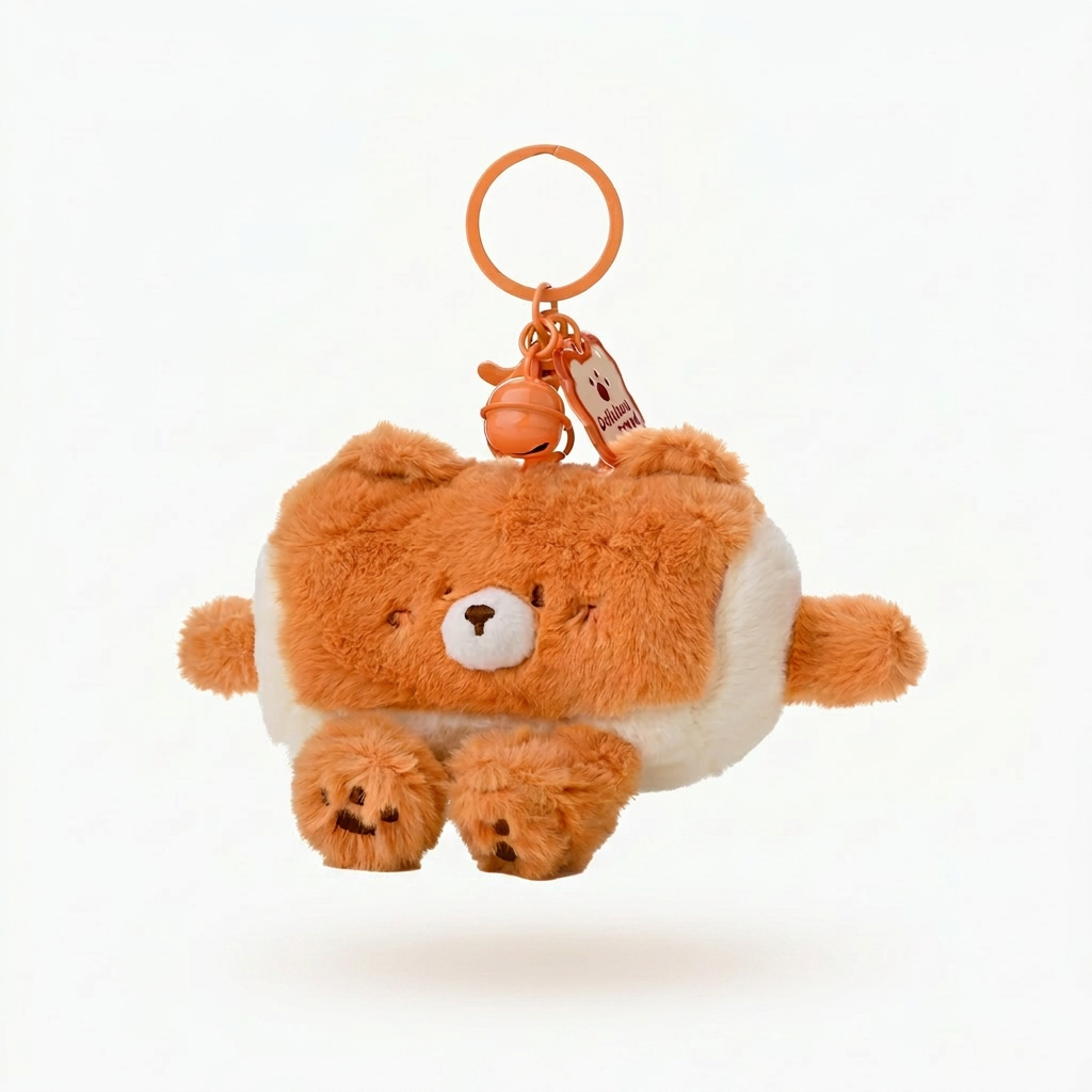 Bread Slice Square Plushie Keyring