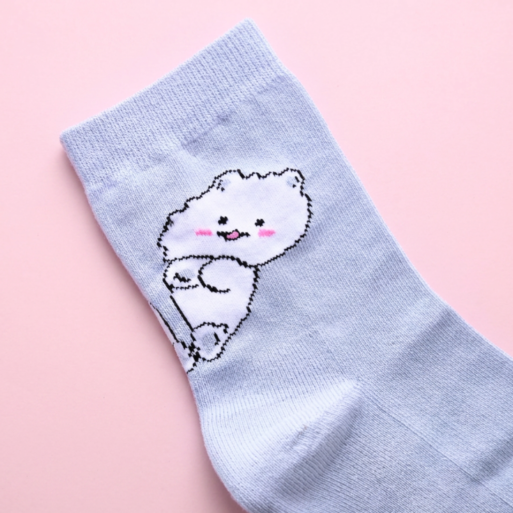 Fluffy Kitten Blue Socks