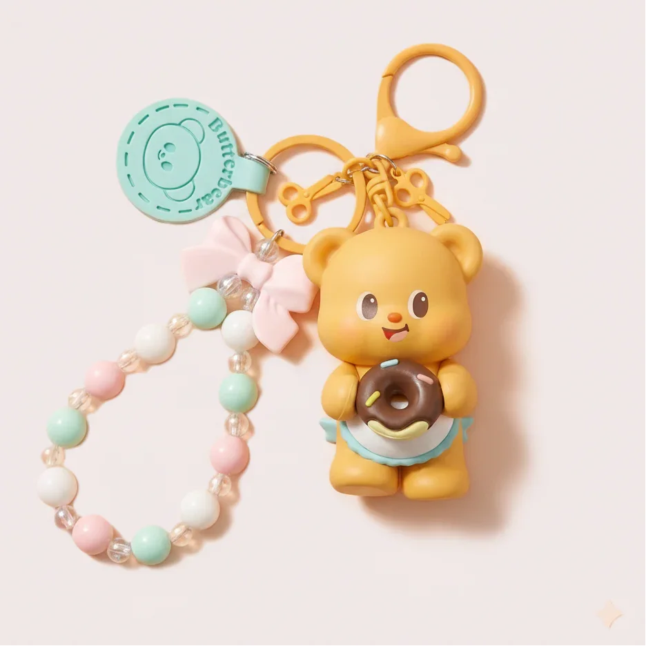 Butterbear with Donut Silicone Keyring