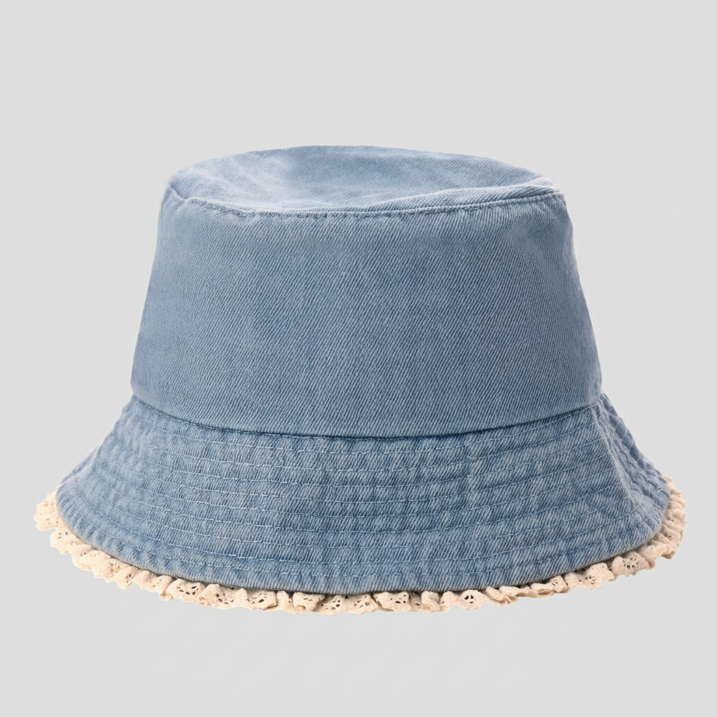 White Frills Plain Bucket Hat