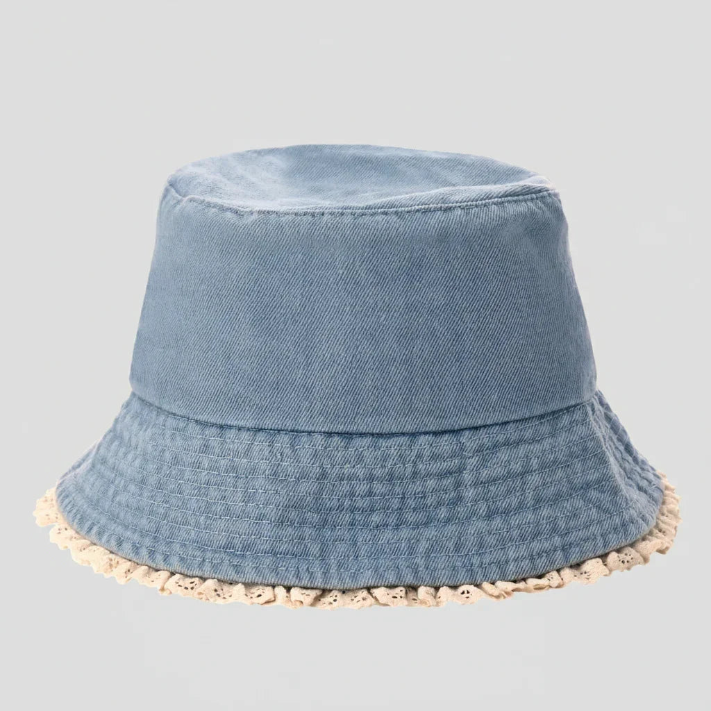 White Frills Plain Bucket Hat