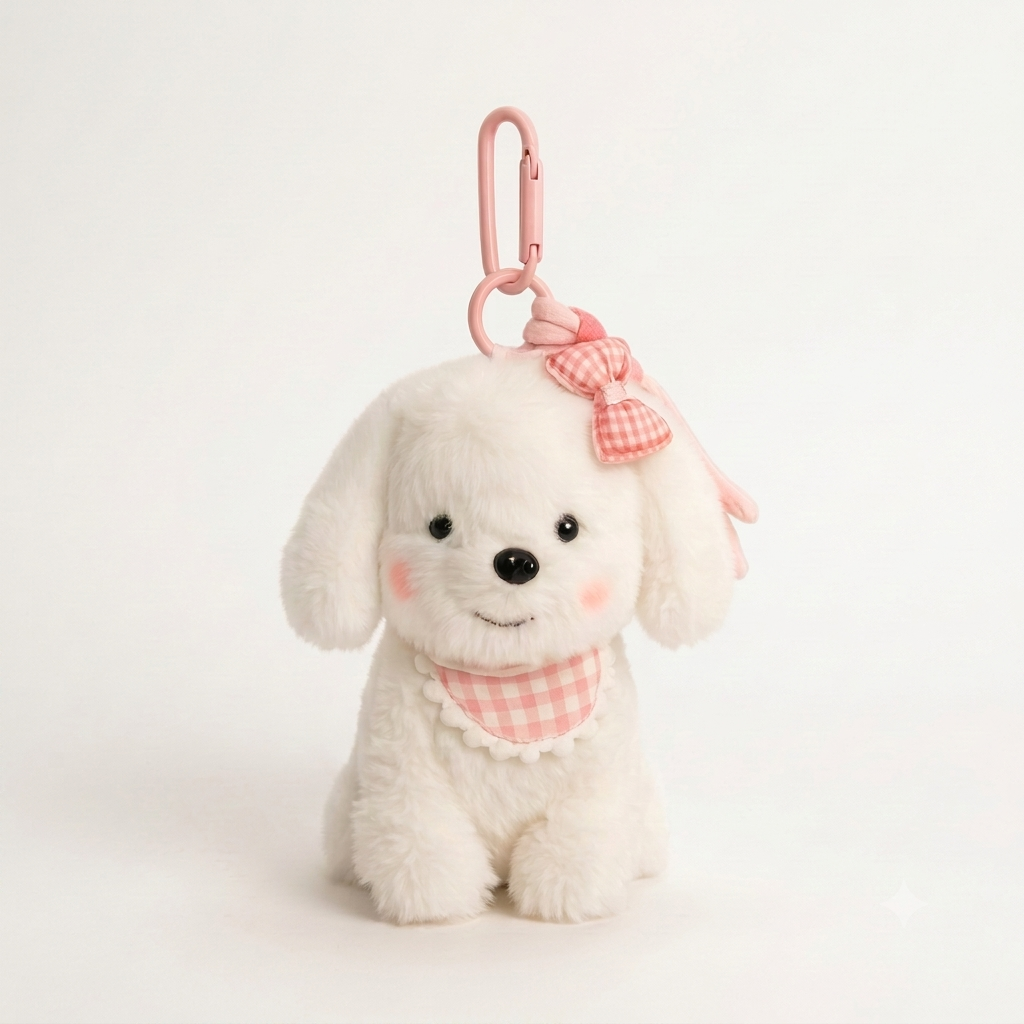 Cherry Puff Plushie Keyring - Pink
