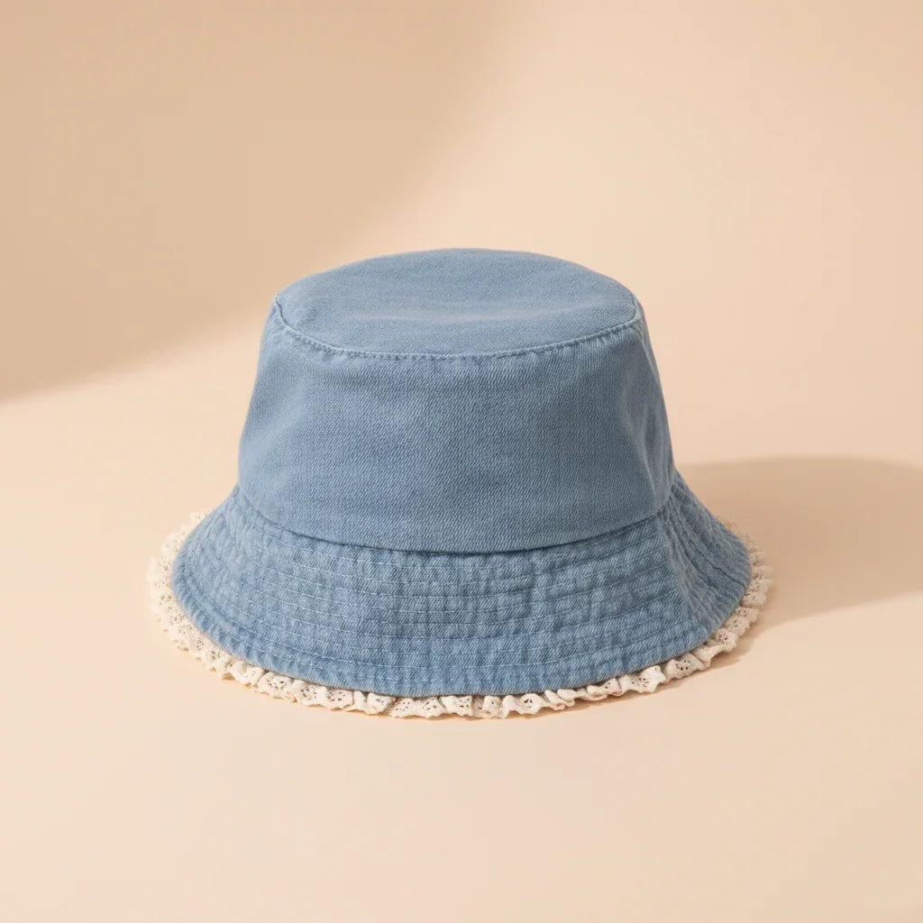 White Frills Plain Bucket Hat