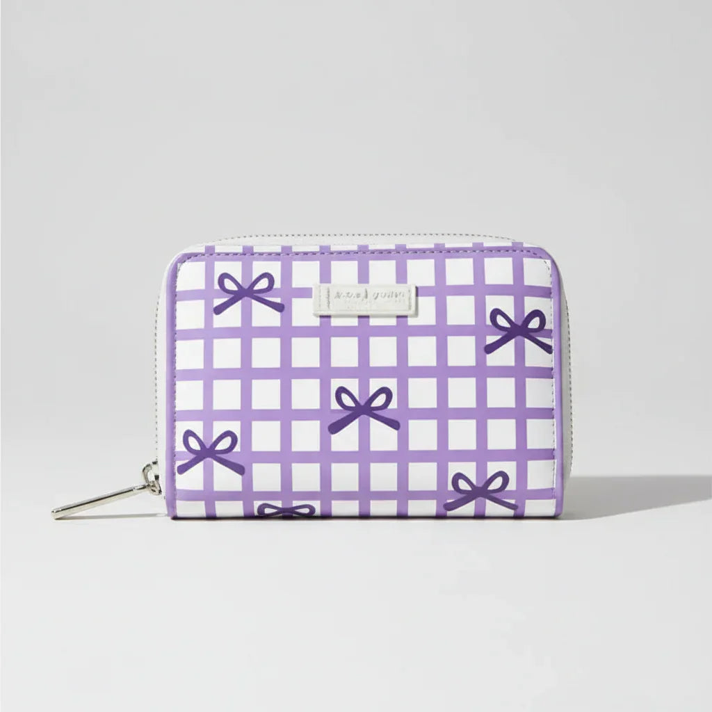 Purple Bow Gingham Card Holder