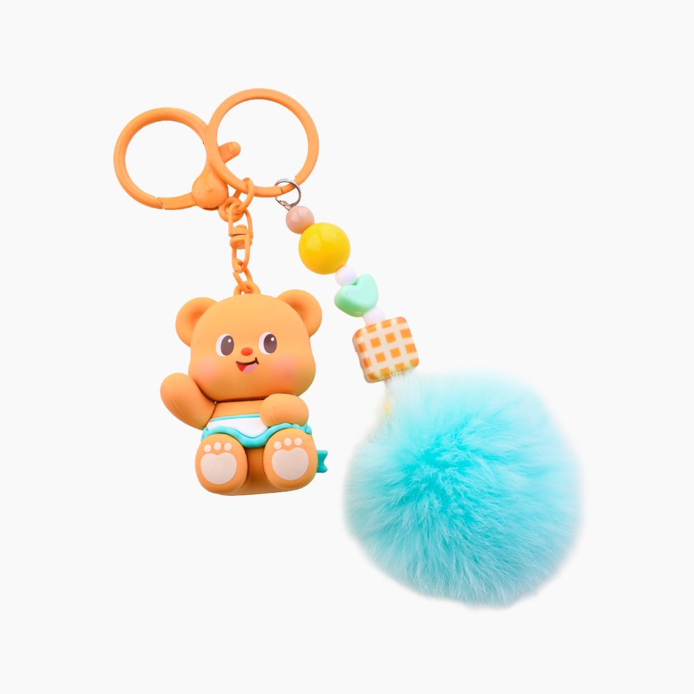 Butterbear with Blue Furball Silicone Keyring
