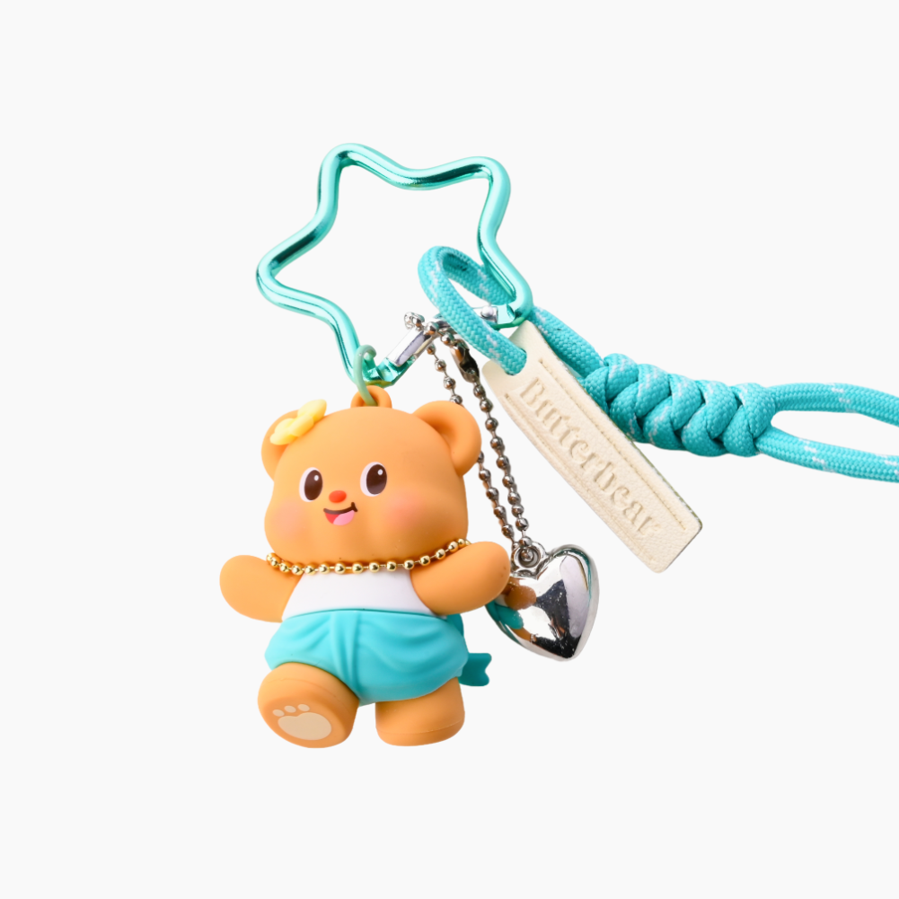 Butterbear with Blue Pants Silicone Keyring
