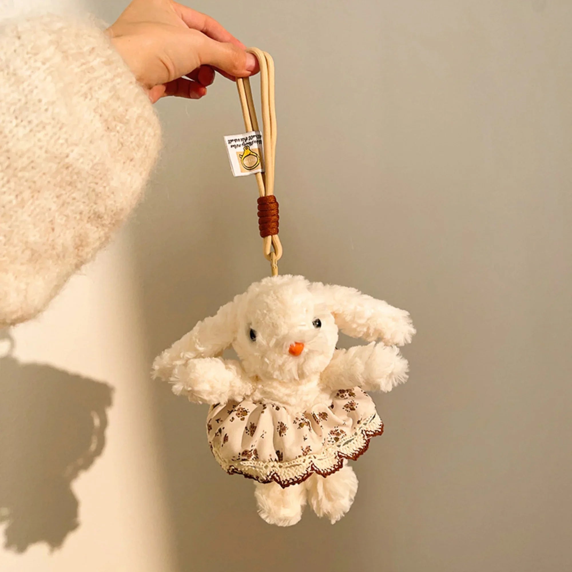 Brown Dress Bunny Plushie Keyring