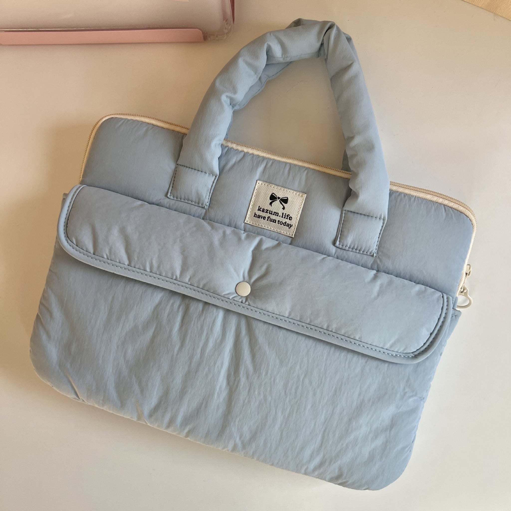 Puffed Blue Laptop Bag